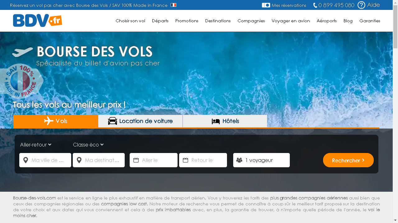 Capture d'écran de http://www.bourse-des-vols.com/